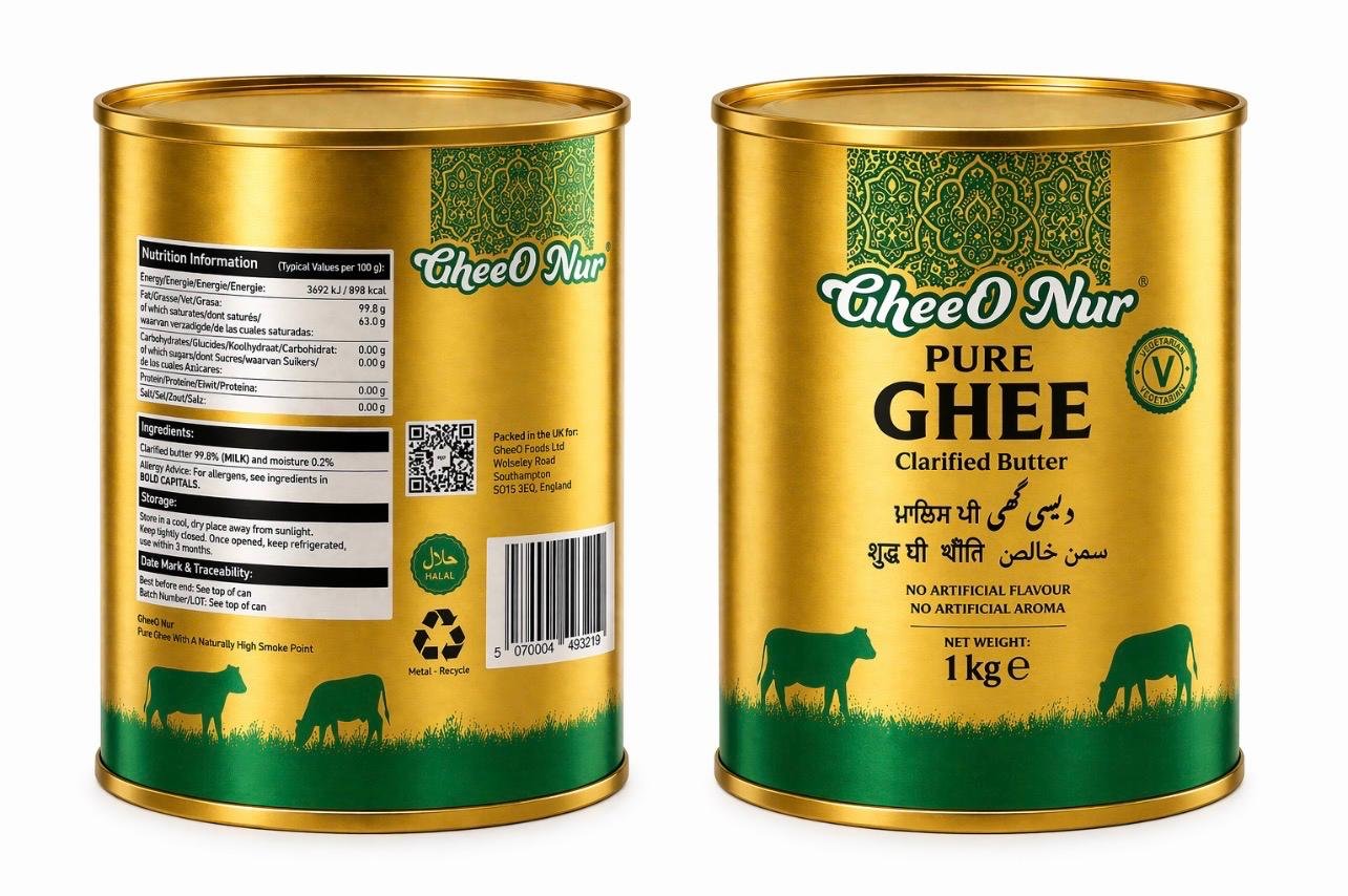 Pure ghee with a rich golden colour
